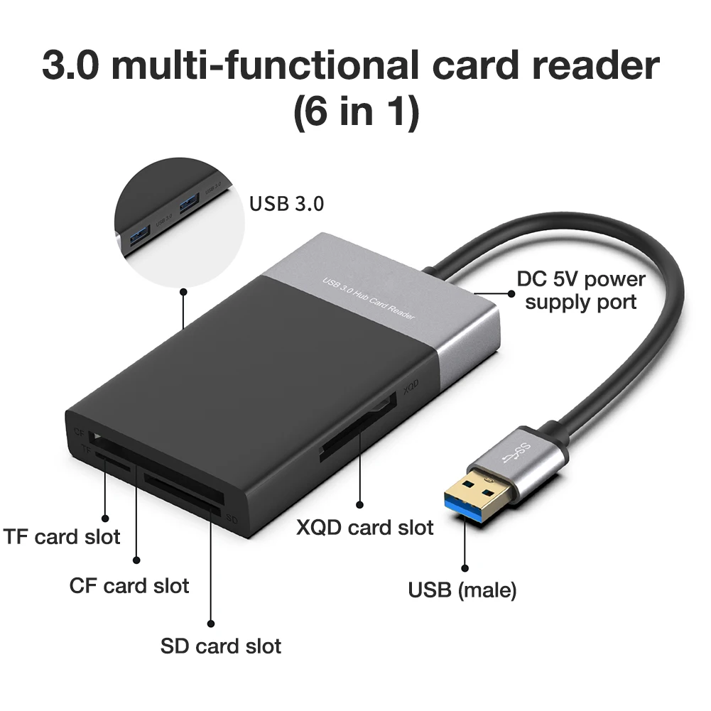 Устройство для чтения карт памяти MicroSD SDHC M2 MMC XD CF | Компьютеры и офис