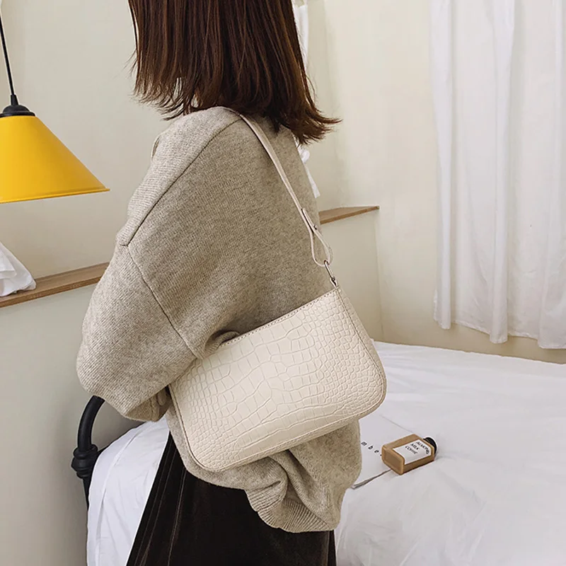 

Messenger Handbags Retro Alligator Pattern Women shoulder bags Flap New PU Leather Casual Solid crossbody bags for women Bolsas