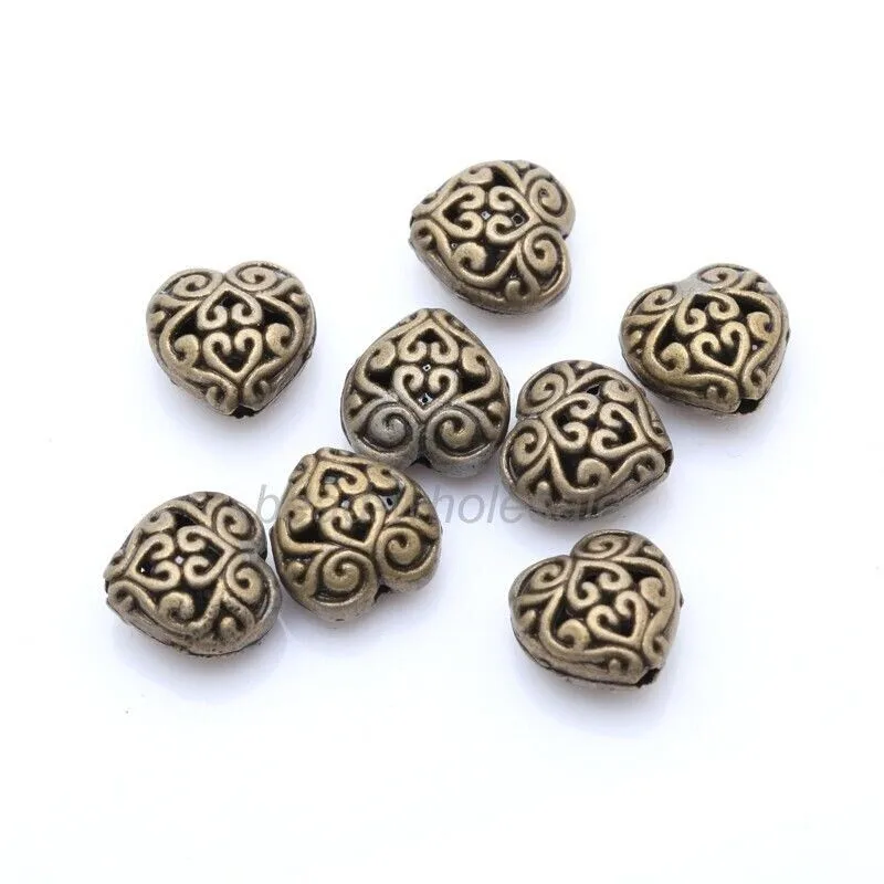 Металлические бусины в форме сердца с большим отверстием из цинкового сплава для