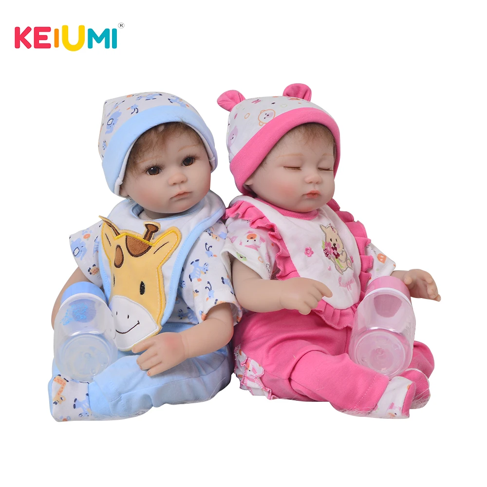 17 дюймовые куклы Новорожденные KEIUMI реалистичные силиконовые близнецы для