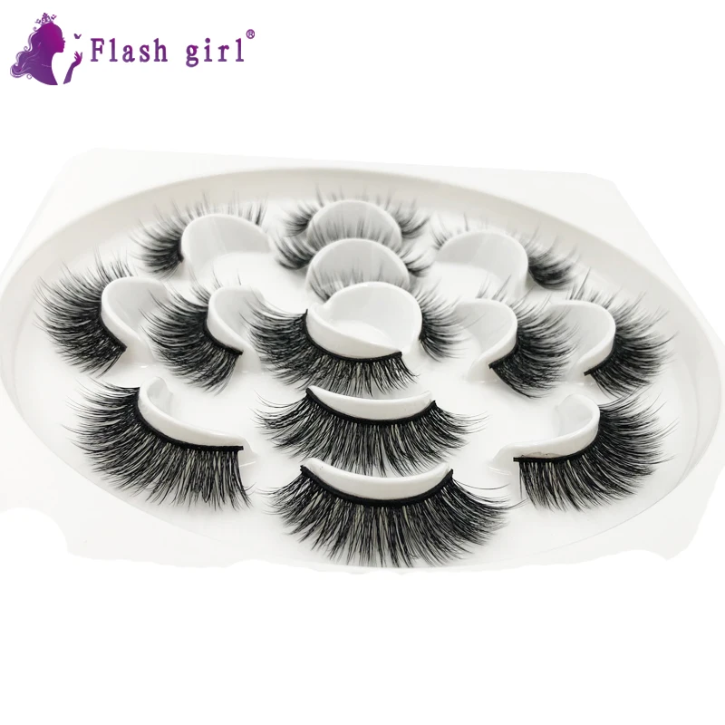 Flash Girl 7 пар оптом ресницы серии W Натуральный 5D норка роскошный макияж норковые