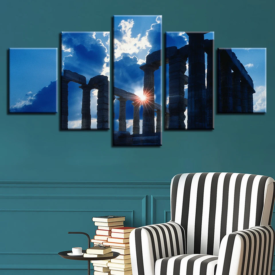 

Ancient Greek Architecture Temple Canvas HD Prints Posters Home Decor Wall Art Pictures 5 Pieces Art Paintings No Frame