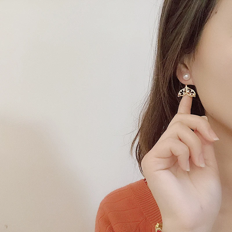 Оптовая продажа новые золотые серьги русалки модные хрустальные серьги-гвоздики