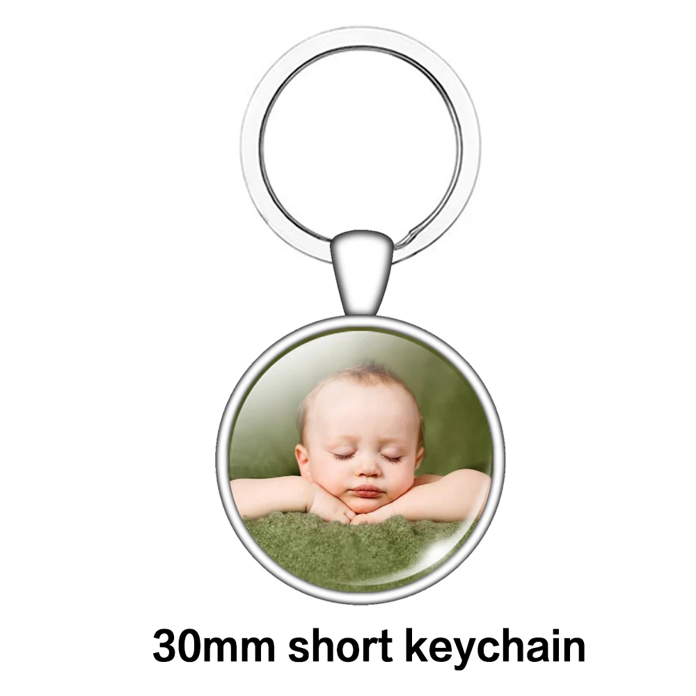 30mm short chain Двойной уход за кожей лица персонализированные пользовательские брелки для ключей для Семья брелоки с фотографиями 25/30 мм кабошонов календарь Брелки Свадебные Рождественский подарок - Цвет: 30mm short chain