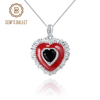 gems ballet 925 sterling silver necklace natural black onyx gemstone handmade statement heart pendant necklace for women