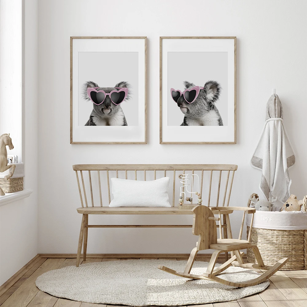 Детская австралийская стена Koala для детской комнаты с животными, забавная розовая фотография, Картина на холсте, декор для детской комнаты