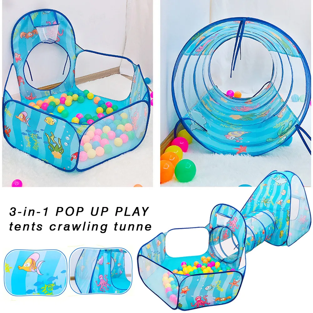 

Portable 3 In1 Baby Tent Kid Crawling Tunnel Play Tent House Ball Pit Pool Tent for Children Toy Ball Pool Ocean Ball Holder Set