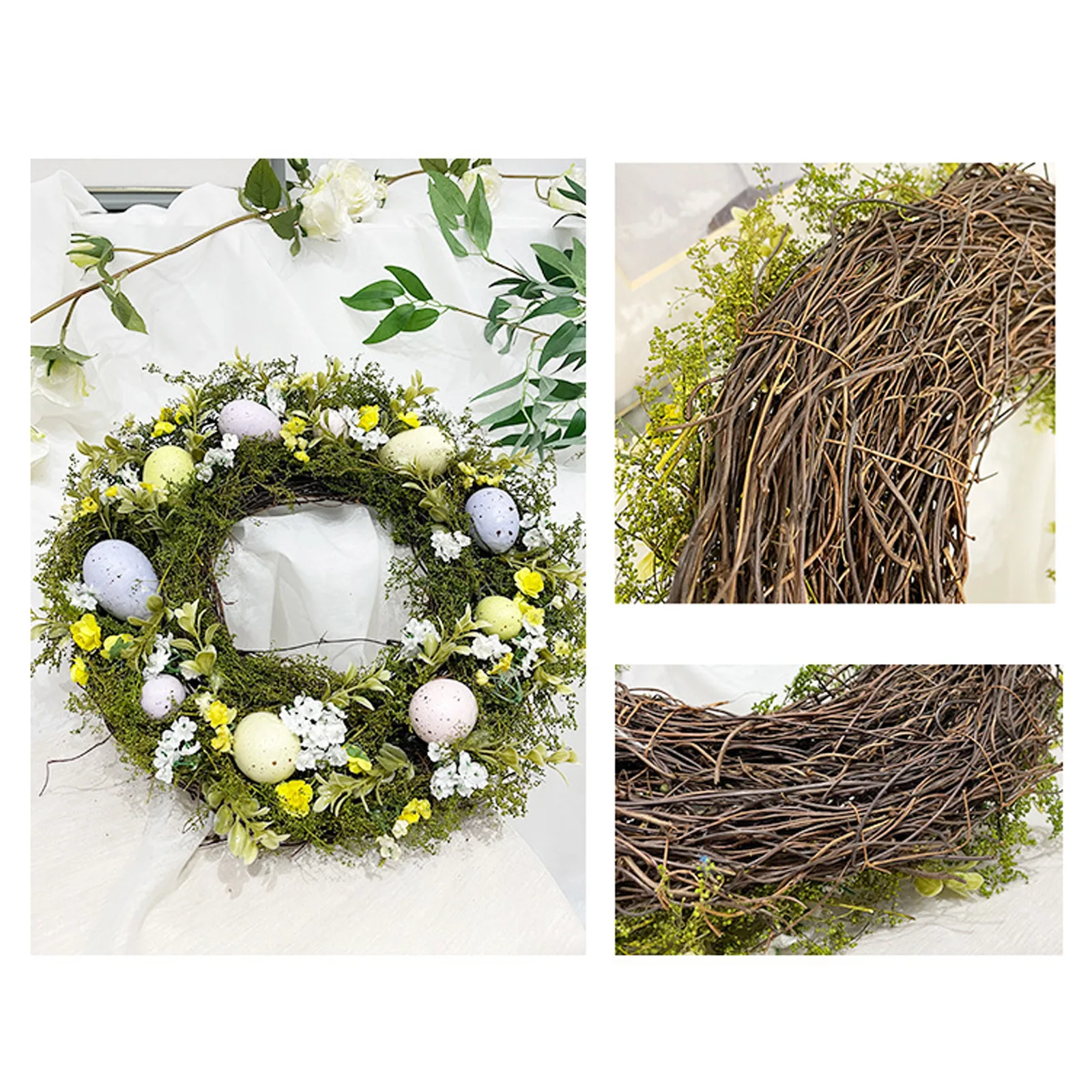 

Rabbit Hanging Ornament Rattan Wreath Ring Wreaths Artificial Plant Artifical Cute For Wedding Take Photo Gift Easter Pendant