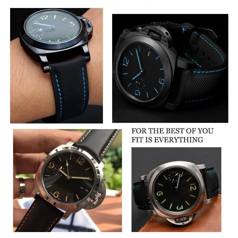 For Panerai PAM441/01661 wristband 22mm 24mm 26mm Leather Sport Watchband Black Blue Watch Strap Accessories Bracelets