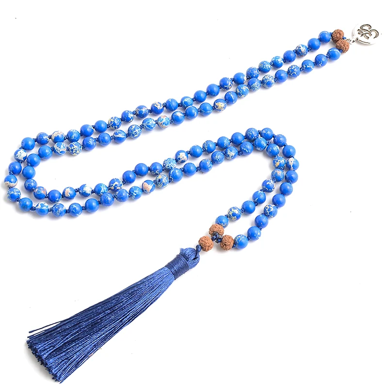 Rudraksha &amp натуральный камень с бусинами 108 Мала ожерелье медитация Йога Любовь