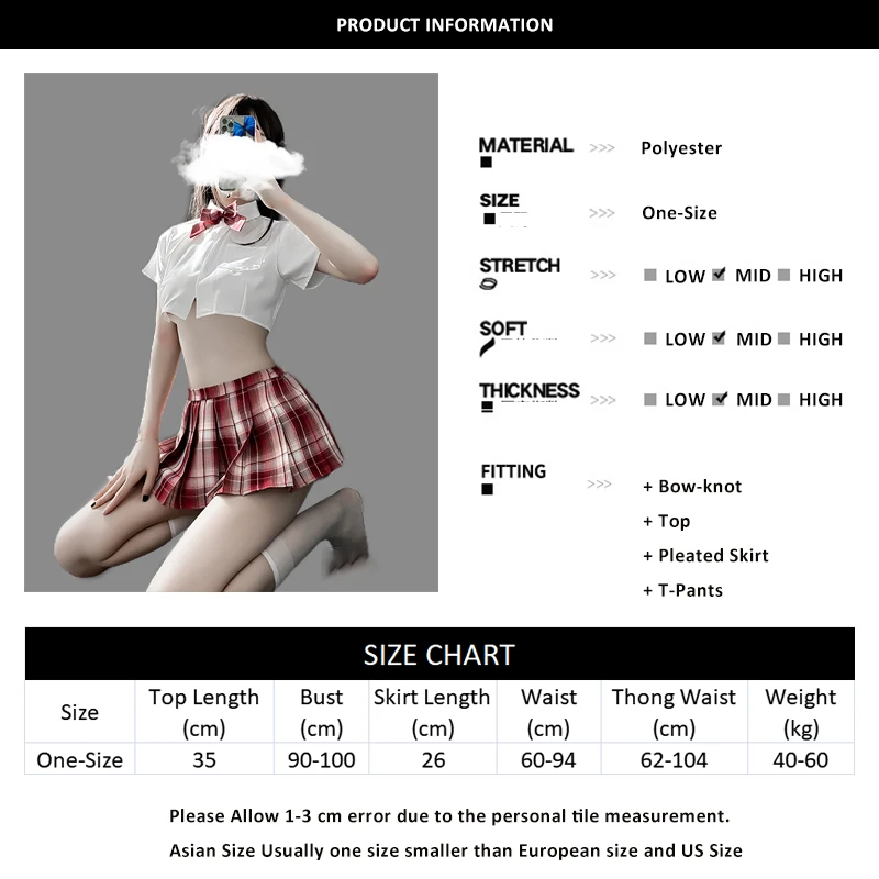 

Japanese Sexy High School Female Student Cosplay Costume Kawaii Ladies Shirt Pleated Skirt Suit Babydoll Women's Erotic Lingerie