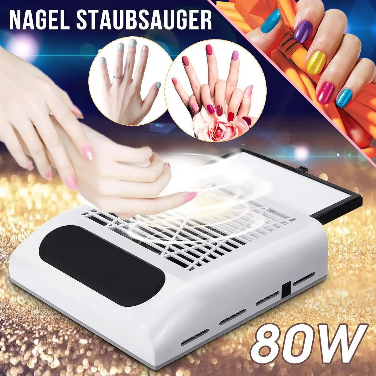 

110/220V 80W Nail Dust Collector Fan Vacuum Cleaner Manicure Machine Tools,Filteror Salon Art Gel Polish Manicure Vacuum Cleaner