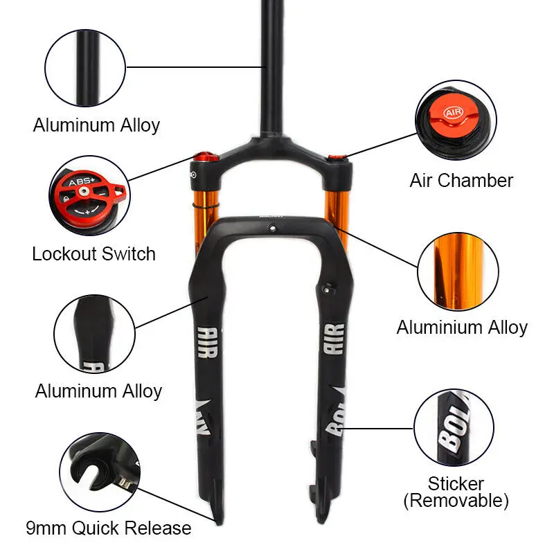 BOLANY поддерживающий диск MTB 26*4 0 &quotAir Shock 1 1/8&quot для пляжного снежного велосипеда 9
