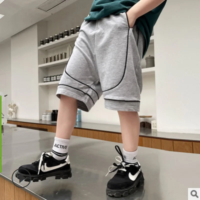 

Boys Sports Knee-Length Pant 2021 New Summer Children's Trousers Child Clothing Active Slim Pants Line 2 Colors Size4-14 ly117