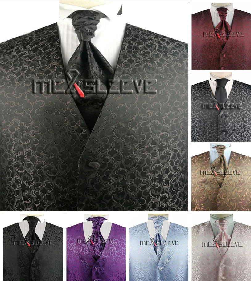 

free shipping custom made woven formal vest set for wedding