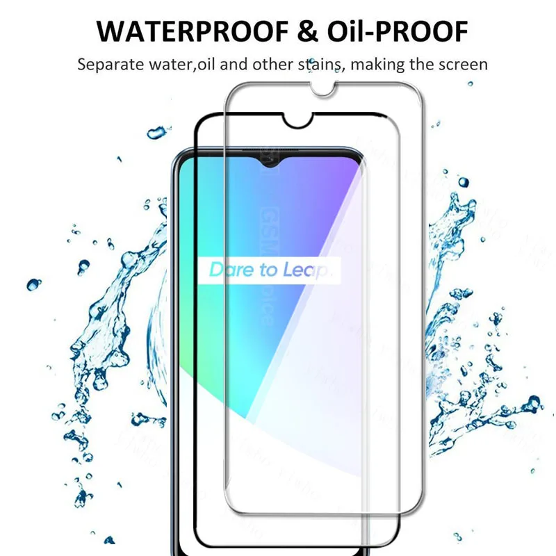 4 в 1 для Realme C25 полное покрытие закаленное стекло на Opo Real me безопасная защита
