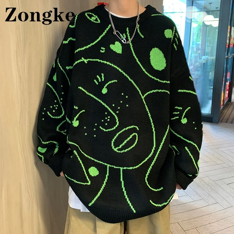

Zongke Designer Sweater Men Clothes Hip Hop Streetwear Long Sleeve Men Sweater Pull Harajuku 3XL 2021 Autumn Winter New Arrivals