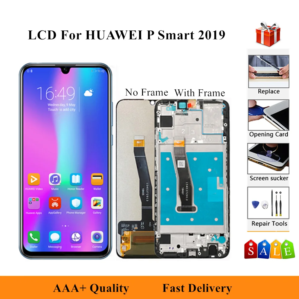 

Для Huawei P Smart 2019 POT-LX1 горшок-LX2 POT-L21 POT-L22 POT-L23 POT-LX3, ЖК-дисплей, сенсорный экран, дигитайзер, для сборки + рамка