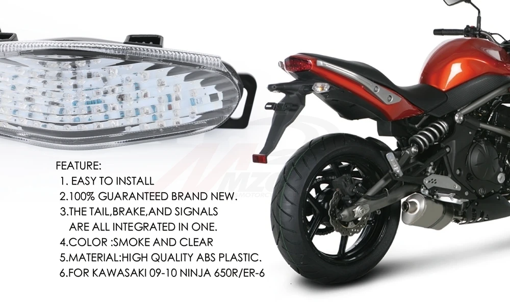 Для Kawasaki ER6N ER6F 2009-2011 аксессуары для мотоциклов Интегрированный Светодиодный задний светильник, сигнальный сигнал поворота, сигнальная лампа тормоза