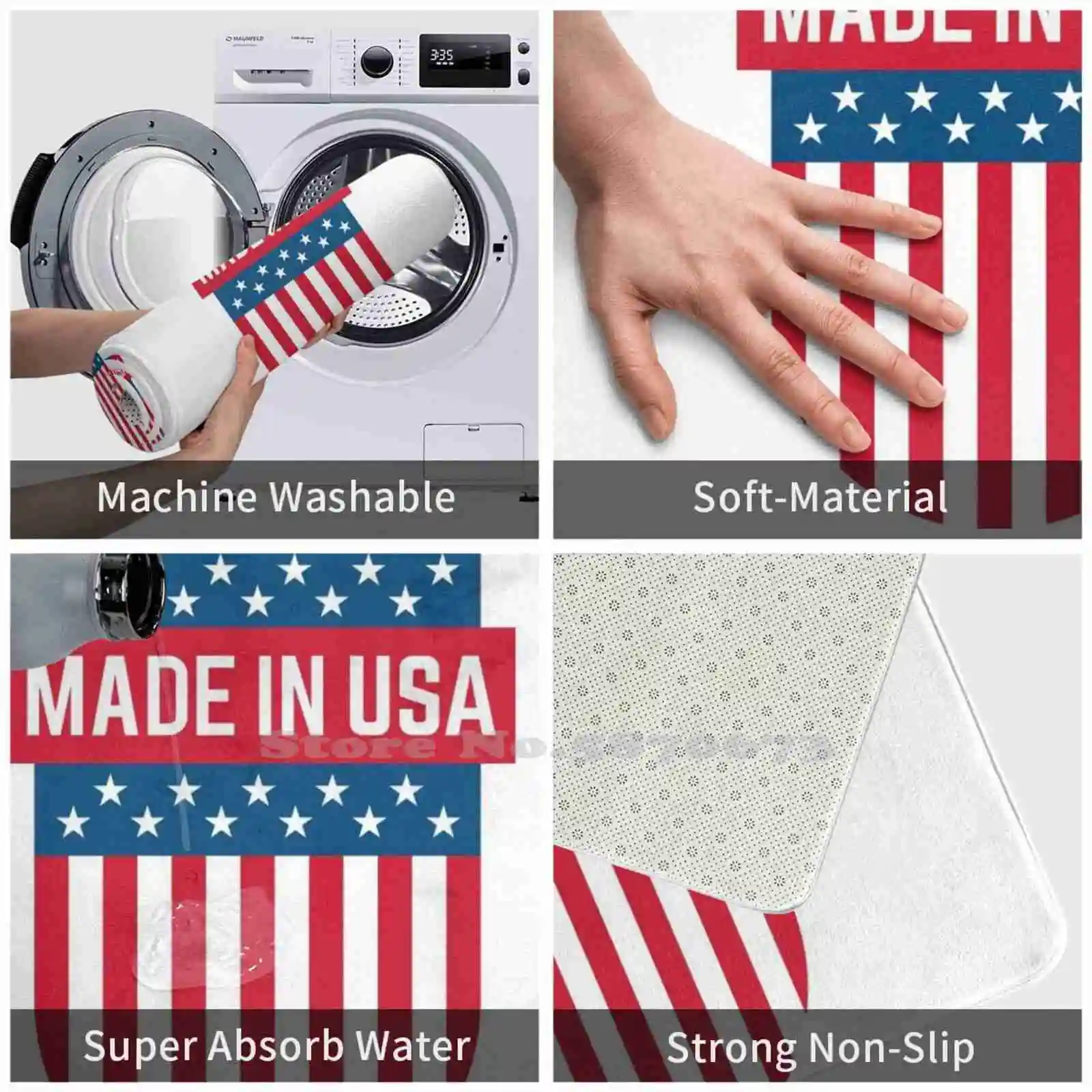 3D мягкий нескользящий коврик с американским флагом Сделано в США для ног