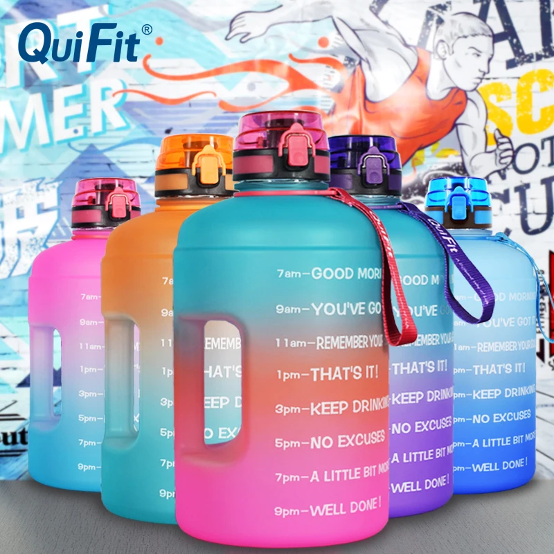 

Quifit 3.78L bouncing straw sports gallon water bottle fitness/home/outdoor, making it dust-proof and leak-proof water bottle