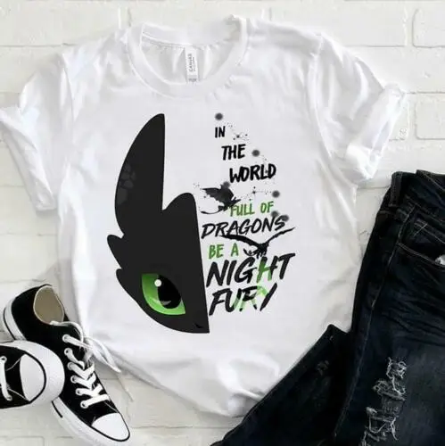 Беззубик в мире Full Of Dragons быть Ночная фурия Для мужчин белая футболка S-6XLCartoon