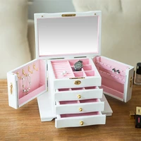 2021 new 4 layer jewelry box wooden earring storage box bracelet bracelet necklace gift box