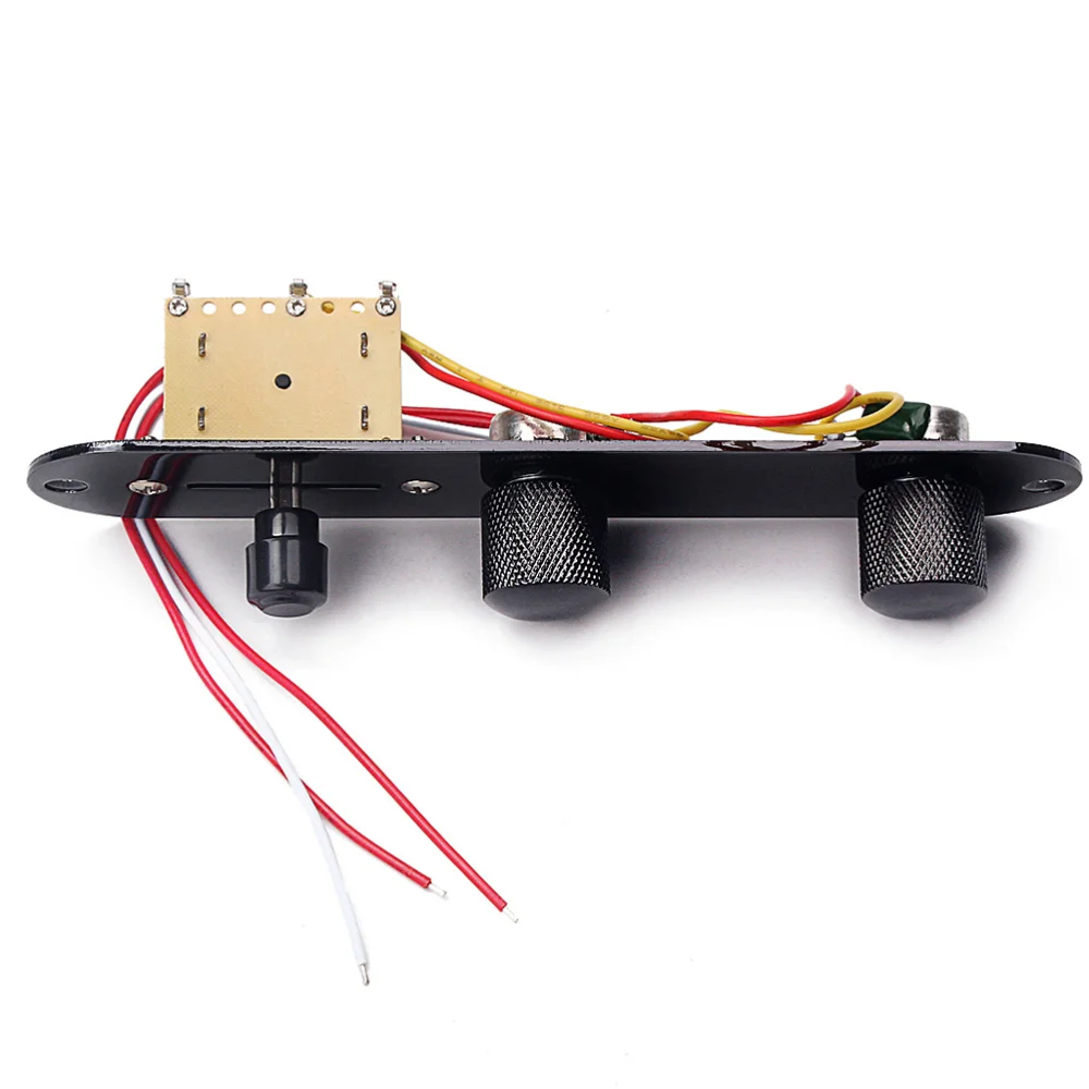 

3 Way Iron Wired Loaded Prewired Control Plate Harness Switch Knobs for Guitar Parts GE216A (Black)