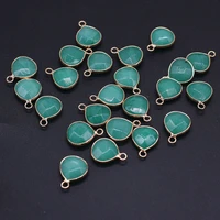10pcs natural stone malaysian jade gilt edge pendant high quality for jewelry making diy necklace earring accessories charm gift