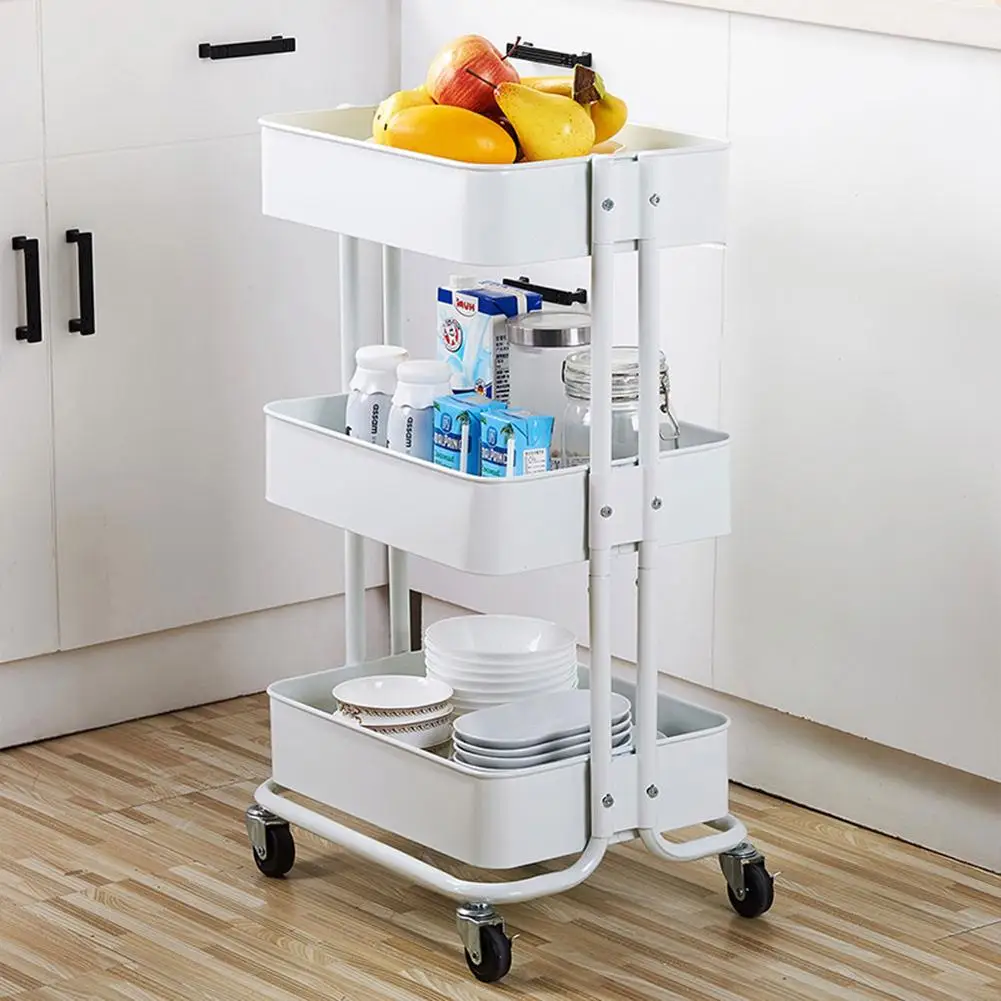 

3-Tier Slim Storage Cart Mobile Shelving Unit Organizer Slide Out Storage Rolling Utility Cart Rack for Kitchen Bathroom
