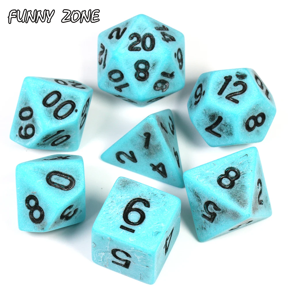7 шт./компл. непрозрачные ретро-игральные кости D4-D20 TRPG набор красочных
