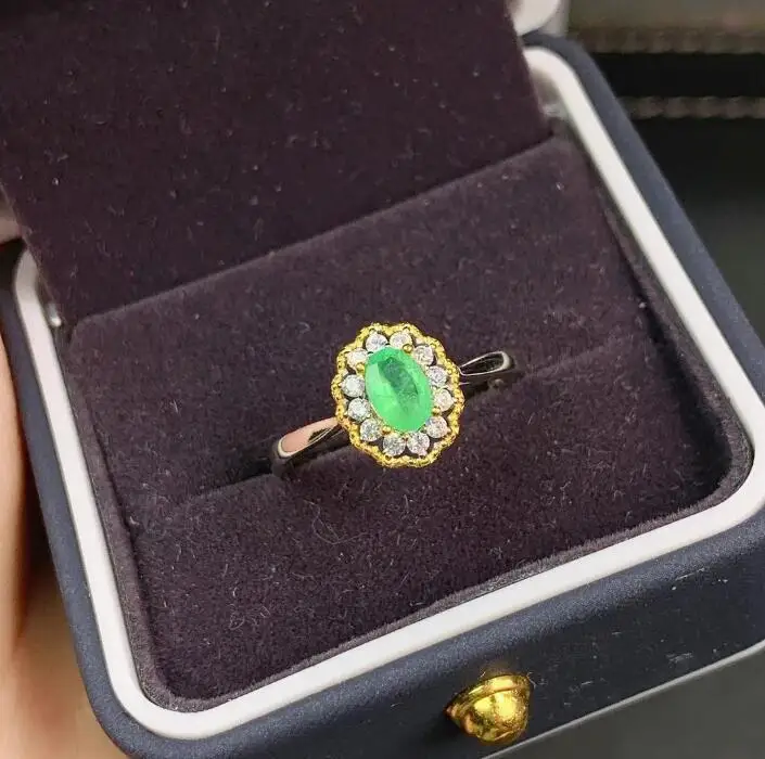 

fresh women's round rhinestone open ring with diamonds royal blue two-color treasure ring