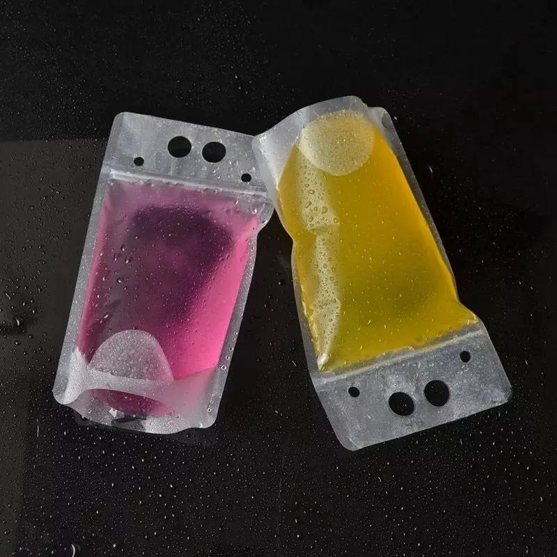 100 упаковка 450 мл Новый дизайн пластиковый упаковочный пакет для напитков мешочек