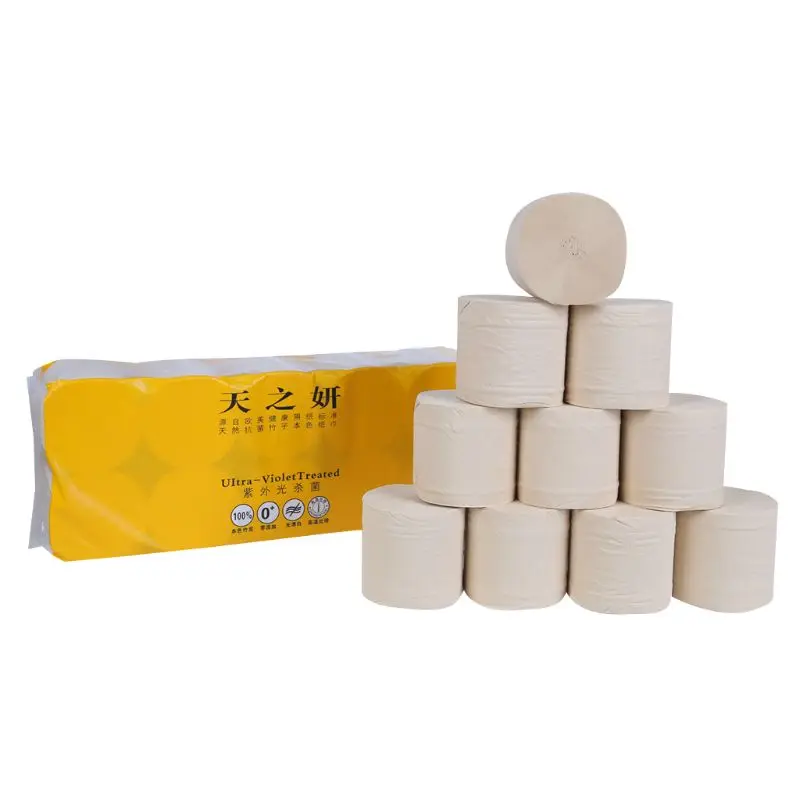 

10 Rolls Natural Bamboo Pulp Roll Paper Toilet Paper 4 Layer Thickened Soft Strong for Toilet,Towels,Home,Kitchen RVs
