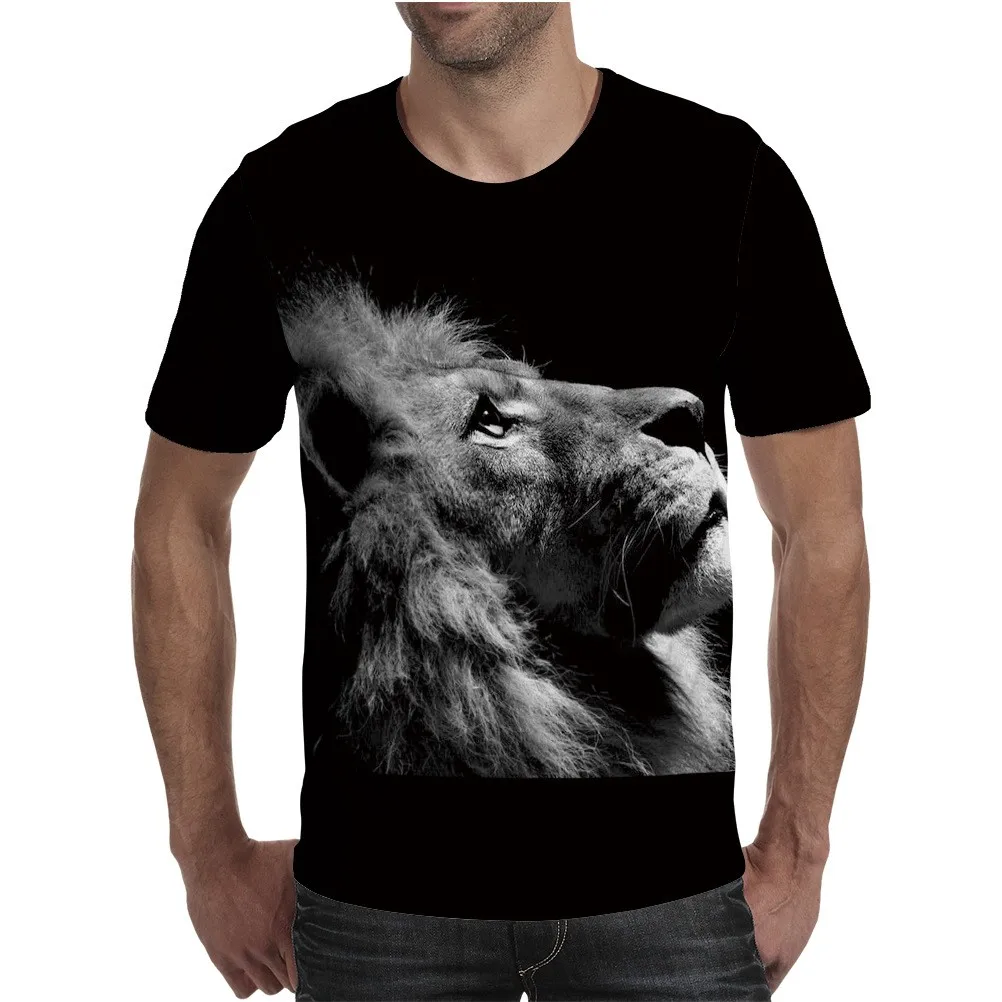 

2021 Men's Lion Graphic 3D T-shirt Funny Hip hop Short Sleeve Printing Fashion Casual Men's T-shirt Spring/Summer Clothing