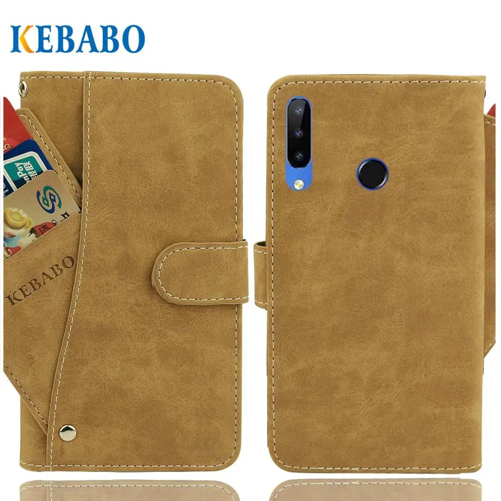 Винтажный кожаный бумажник Doogee N20 Y9 Plus чехол 6," Флип Роскошный чехол для карт с магнитной подставкой для телефона защитные сумки