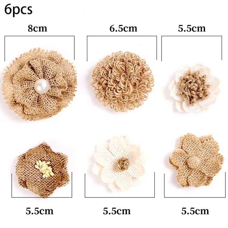 1 Набор ручной работы джутовые розы Hessian цветы бант винтажный деревенский