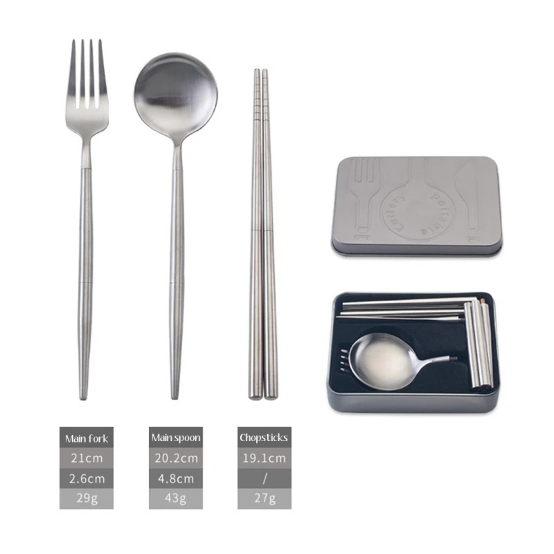 

304Stainless Steel Portable Utensil Set, Reusable Collapsible Pocket Size Home Work Outdoor Camping Spoon Cutlery Fork