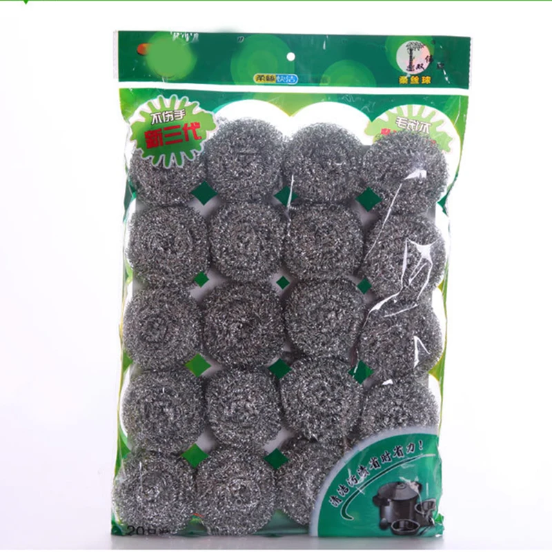 

Newly 20pcs Stainless Steel Sponges Scrubbers Cleaning Ball Kitchen Dishwashing Wire Cleaning Scourers FIF66