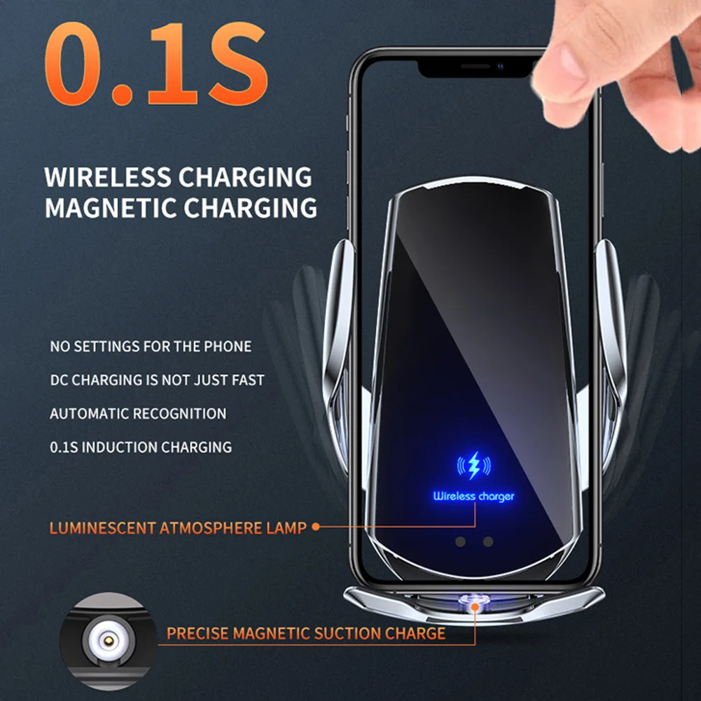 automatic clamping 15w wireless charger car holder smart infrared sensor air vent mount mobile phone bracket stand free global shipping