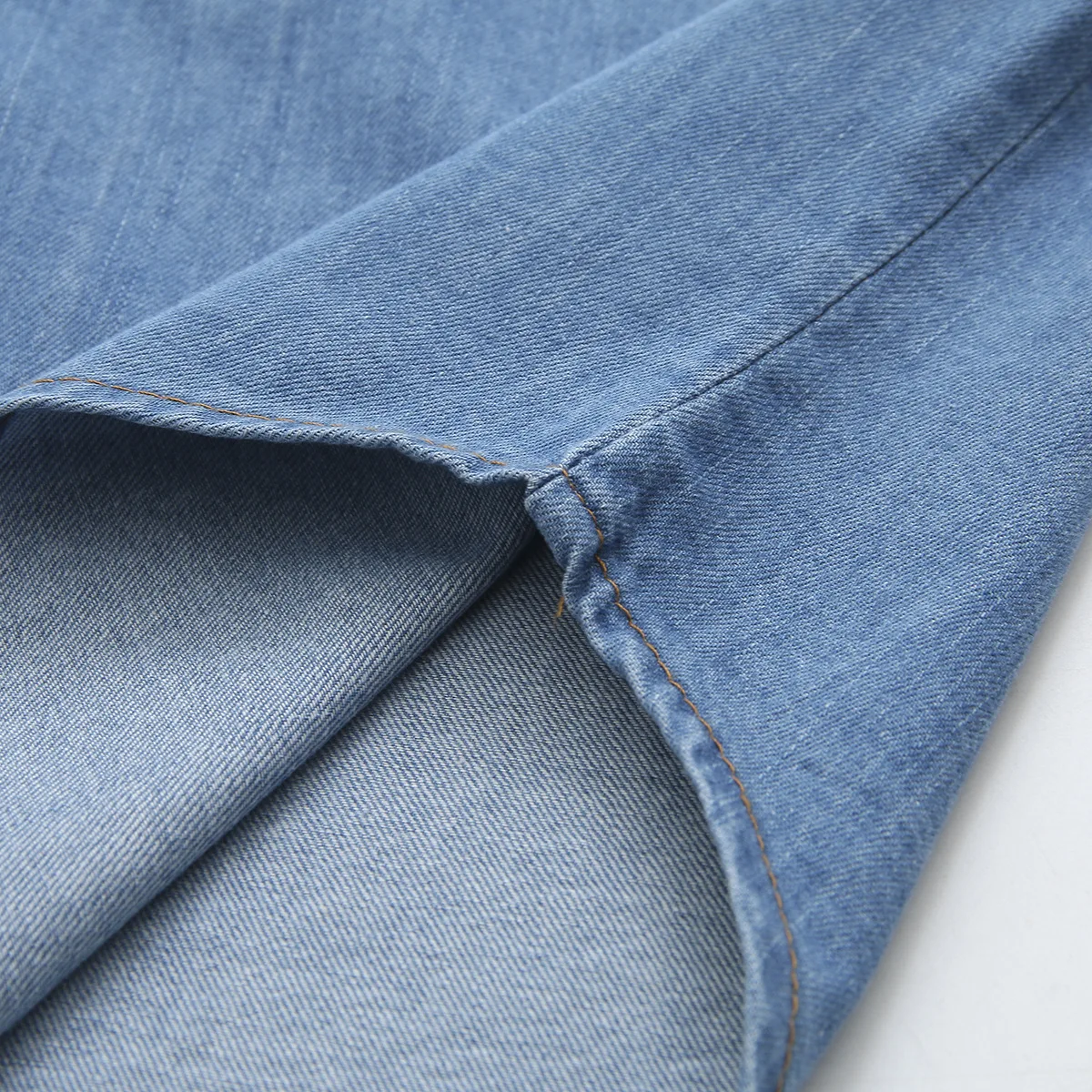 Spring 2020 women's blouse new large size women's shirt denim shirt fat sister Korean stripe stitching plus size women blouse