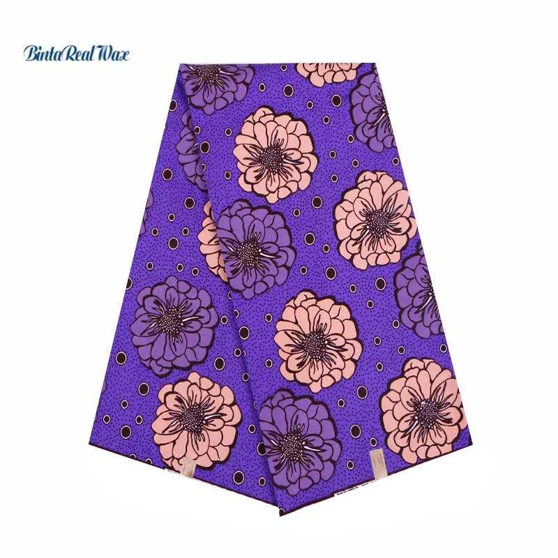 Фиолетовый Анкара Африканский полиэстер воск принты ткань новый бинта настоящий