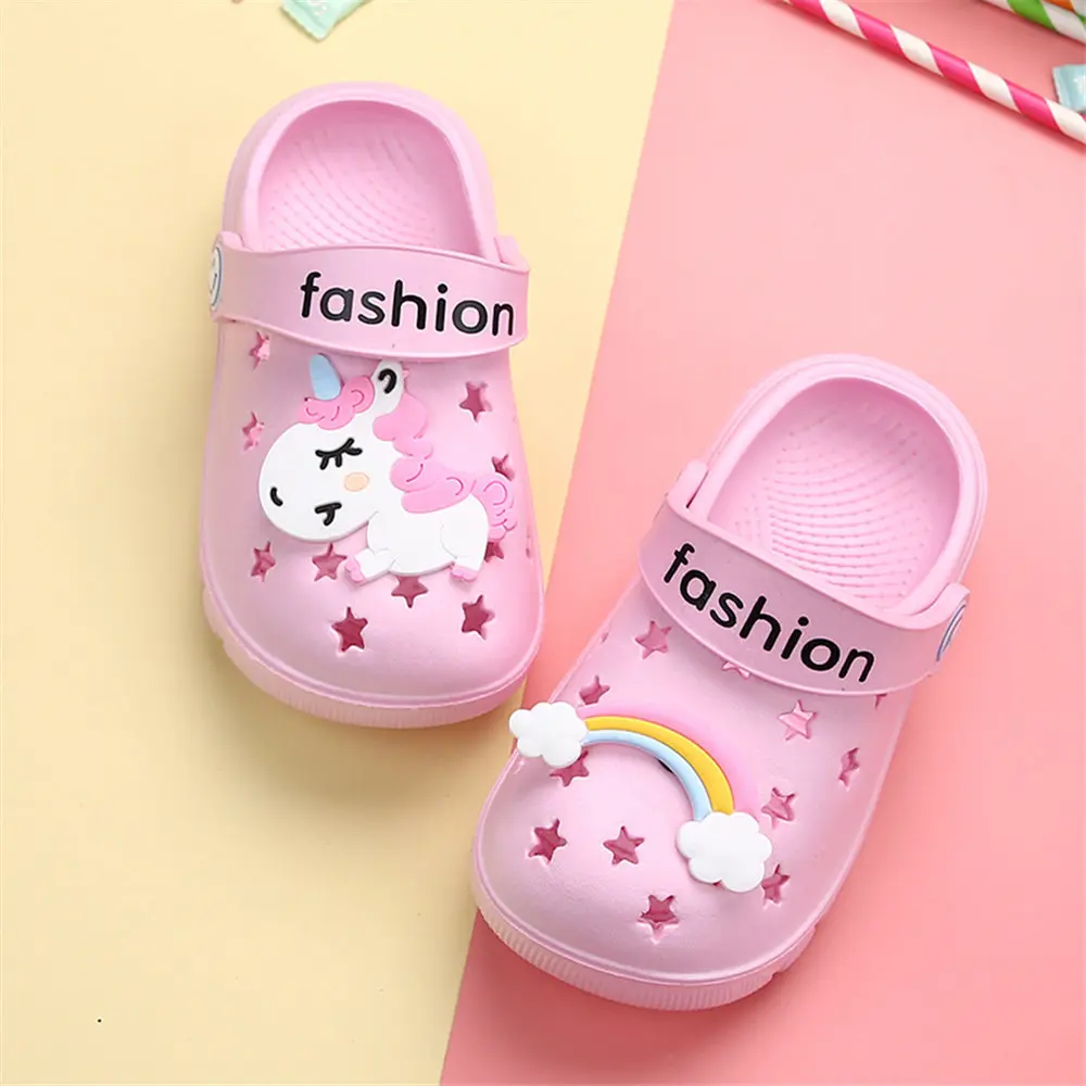Детские тапочки сандалии летние Crocs Kitty Spidermen единорог радуга Супермен домашние
