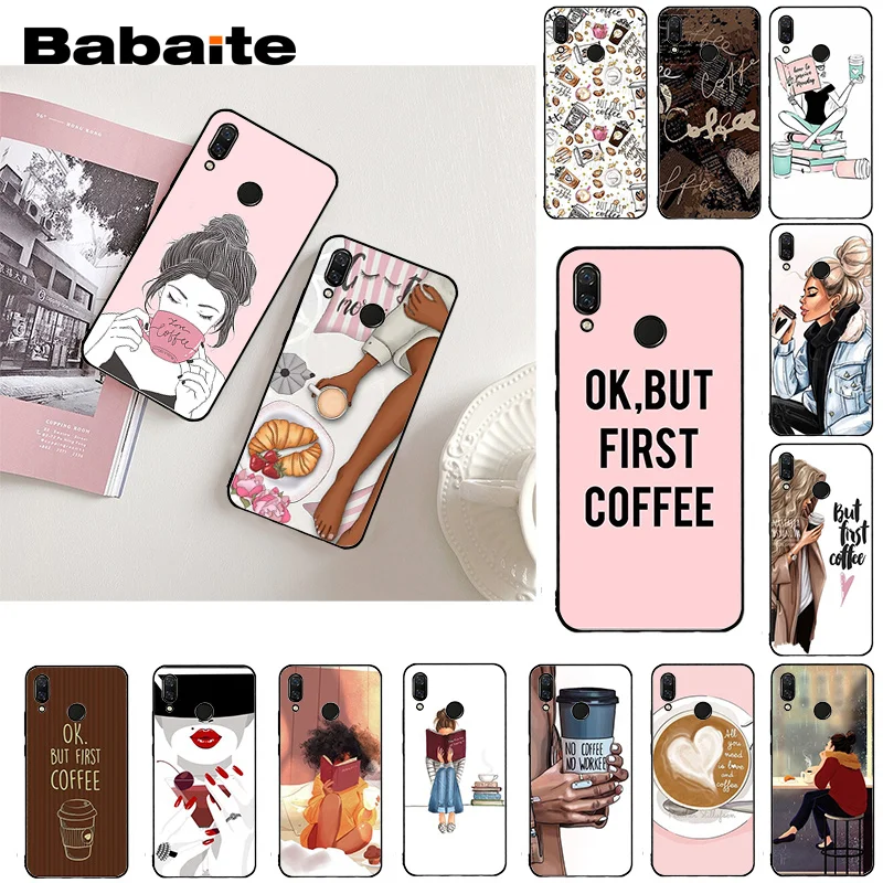 Чехол для телефона Babaite OK but First Coffee Girl Boss Xiaomi Redmi8 4X 6A 9 Go Redmi 5 5Plus Note4 7 Note8Pro | Мобильные