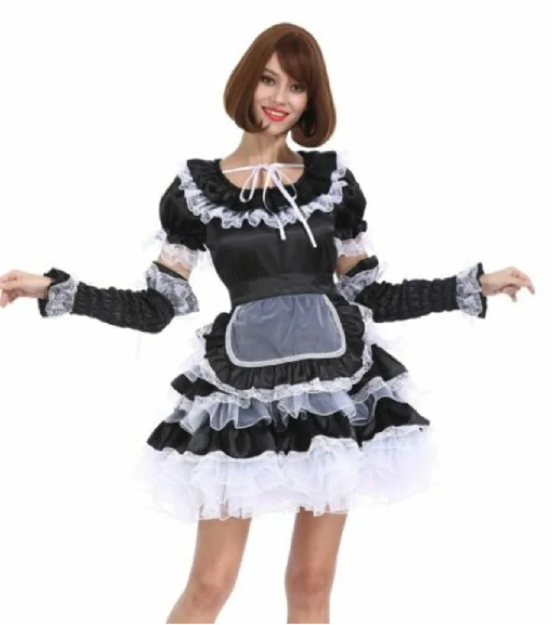 Шикарное черное закрывающееся пушистое платье для косплея девушки |