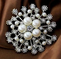 christmas rhinestone crystal bridal wedding snowflake snow flower bouquet cake brooch pin delicate fashion jewelry gift dropship
