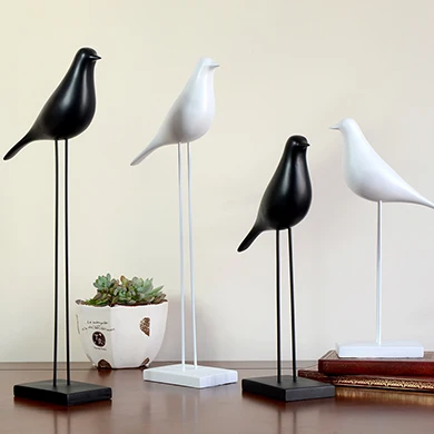 

MODERN RESIN BLACK AND WHITE BIRDS FIGURINES CRAFTS DECORATION HOME LIVINGROOM FURNISHING DECOR OFFICE DESKTOP ORNAMENTS ARTWORK