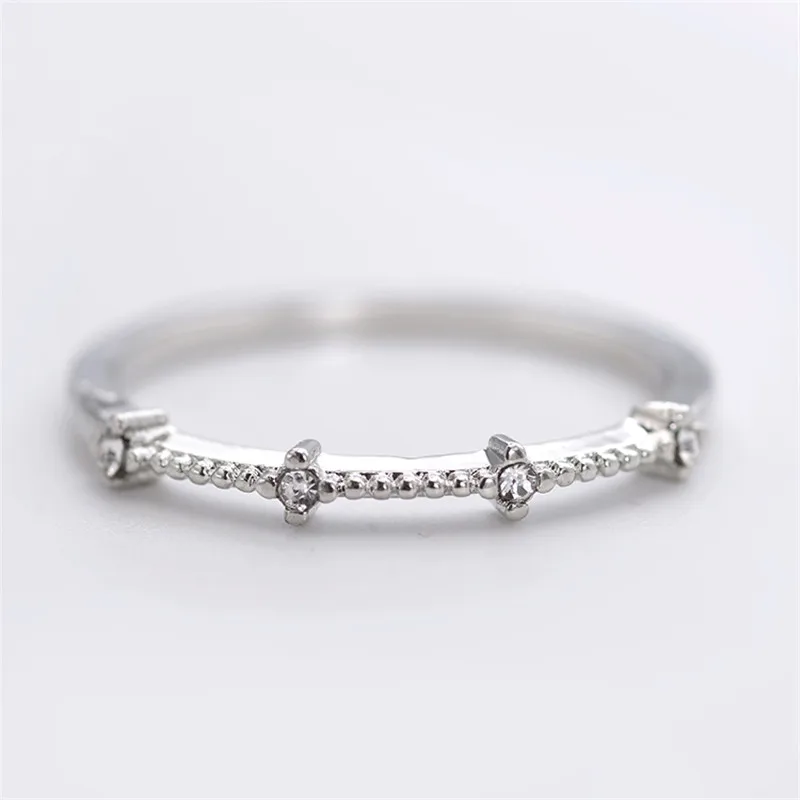 Silver Япония и Южная корейский горный хрусталь кольца для женщин серебряные золотые кольца свежие свадебные женские очаровательные кольца на кончик пальца ювелирные изделия из кристаллов - Цвет основного камня: Silver