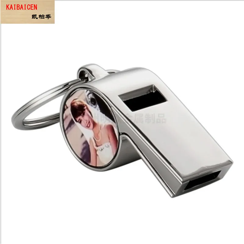 

20pcs/Lot Sublimation Blank Whistle Keychain Metal Pendant For thermal transfer printing DIY Gift products