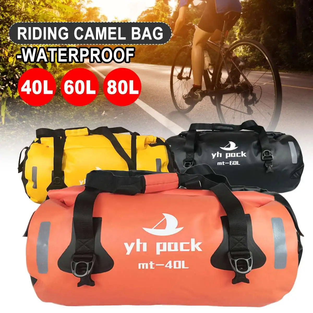 

40L/60L/80L Motorcycle Outdoor Sport Dry Waterproof Dry Bag Diving Foldable Backpack For Hiking Driving Swimming Sport